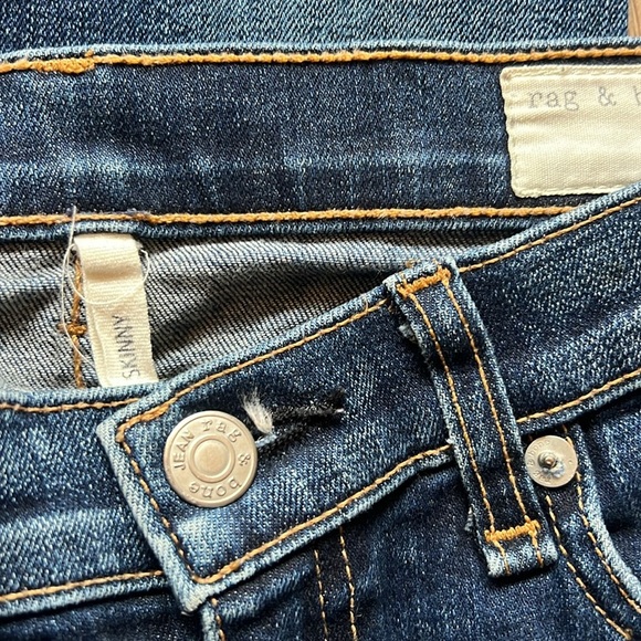 Rag & Bone Skinny Jeans Distressed Hampstead Dark Wash - Picture 11 of 14